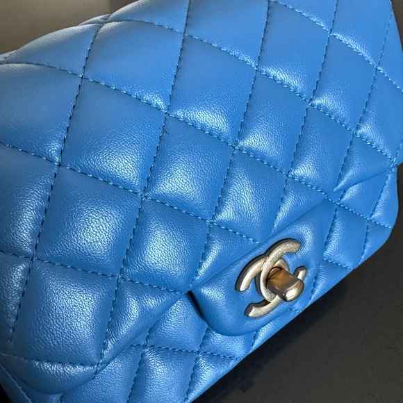 CHANEL ✨ Baby Blue Mini Square Flap Bag - Excelled pre-loved condition - Picture 13 of 14